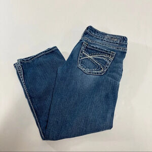 Silver Jeans Women's Sz 28 Santorini Capri/Cropped Jeans Medium Wash Blue Denim